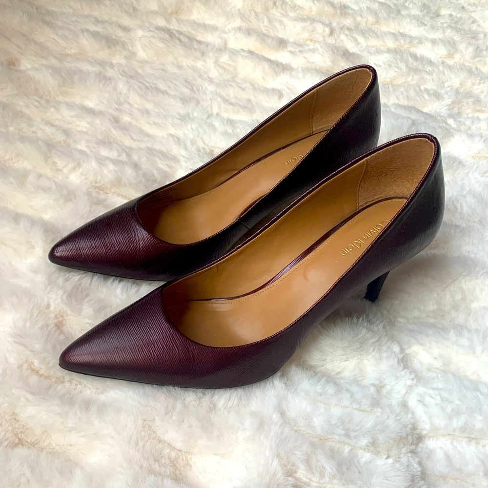 Calvin Klein Gayle Pointed Toe Heel, Deep Red/Maroon